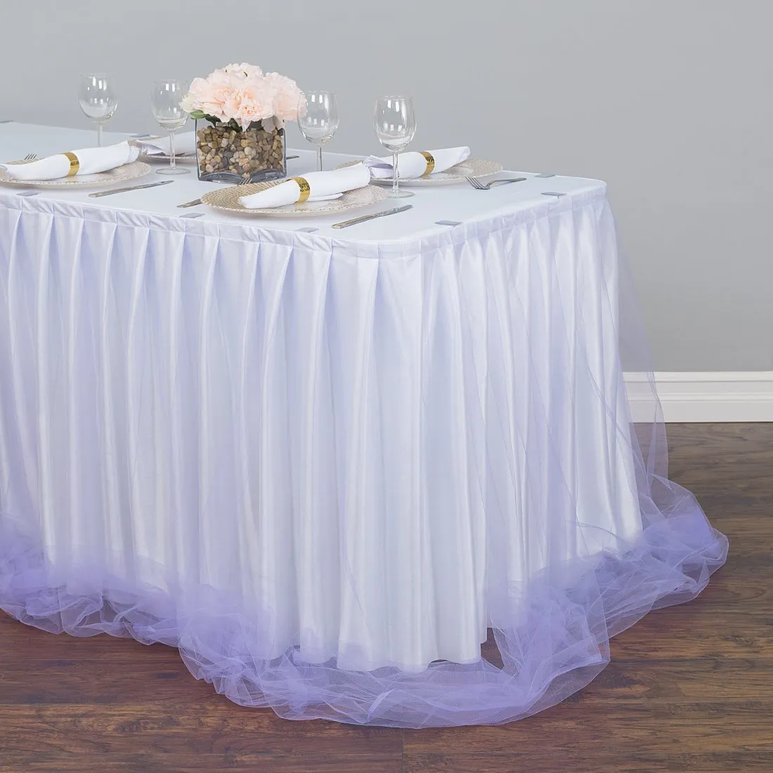 17 ft. Two Tone Tulle Chiffon Table Skirt (6 Colors)