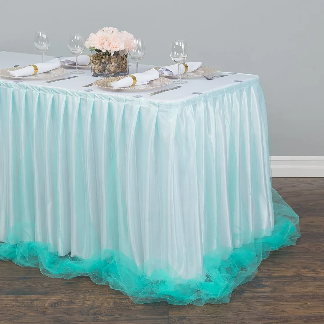 17 ft. Two Tone Tulle Chiffon Table Skirt (6 Colors)