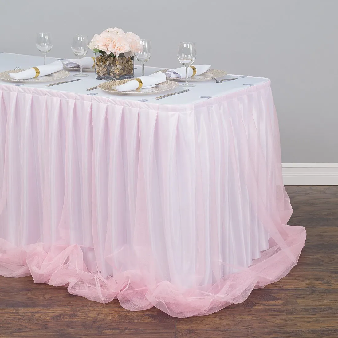 17 ft. Two Tone Tulle Chiffon Table Skirt (6 Colors)