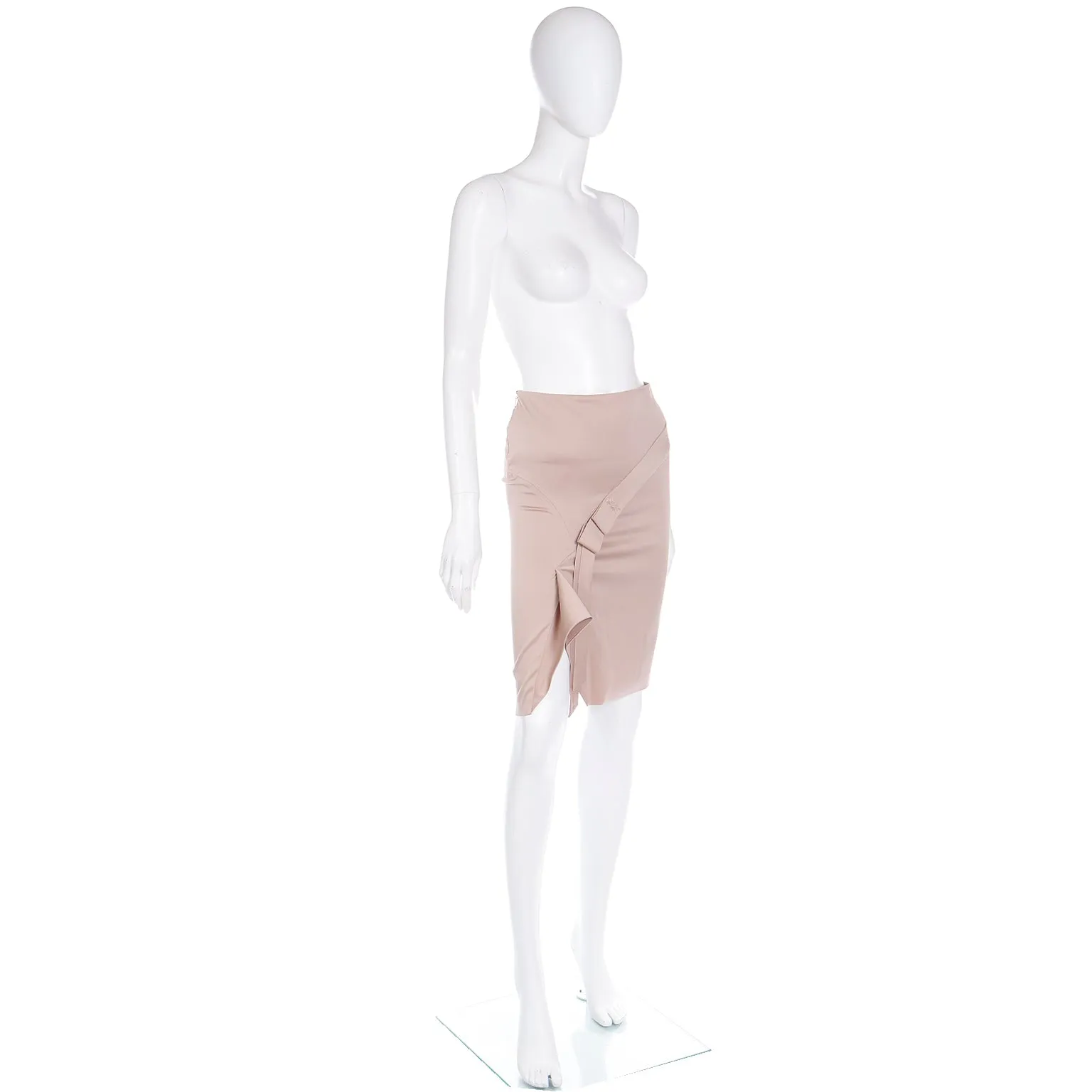 2000s Tom Ford For Gucci Light Gold Pink Asymmetrical Skirt