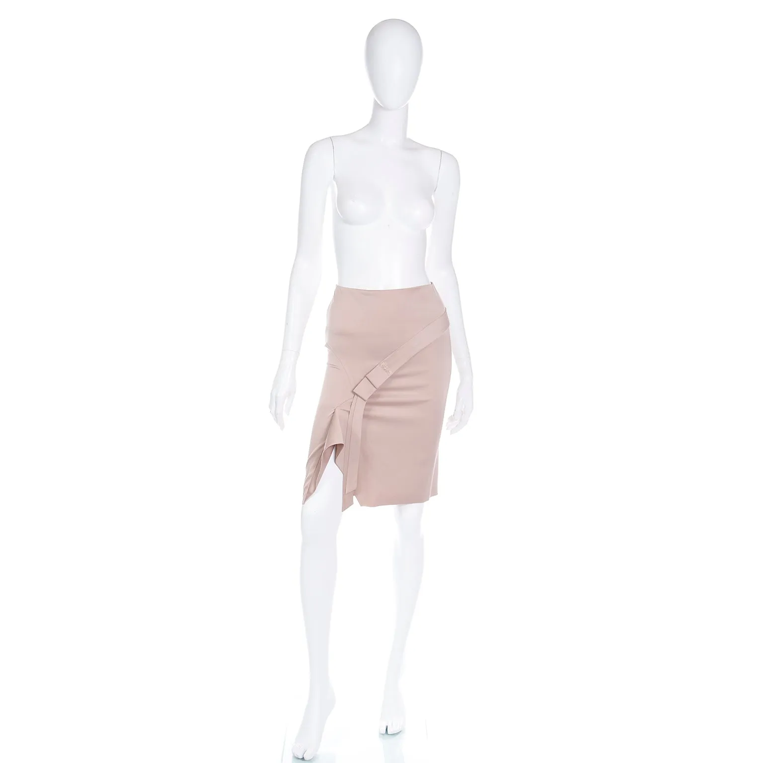 2000s Tom Ford For Gucci Light Gold Pink Asymmetrical Skirt