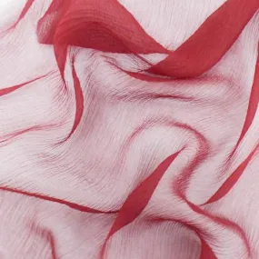 3 YD PC-Scarlet Red Silk Crinkle Chiffon Fabric