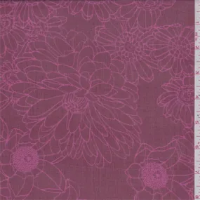 4 YD PC-Berry/Pink Floral Sketch Silk Chiffon Fabric