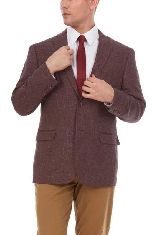 Adam Baker Men's Single Breasted Modern Fit Blazer/Sport Coat - Burgundy