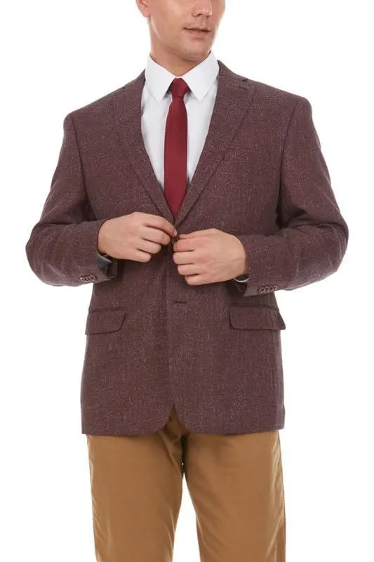 Adam Baker Men's Single Breasted Modern Fit Blazer/Sport Coat - Burgundy