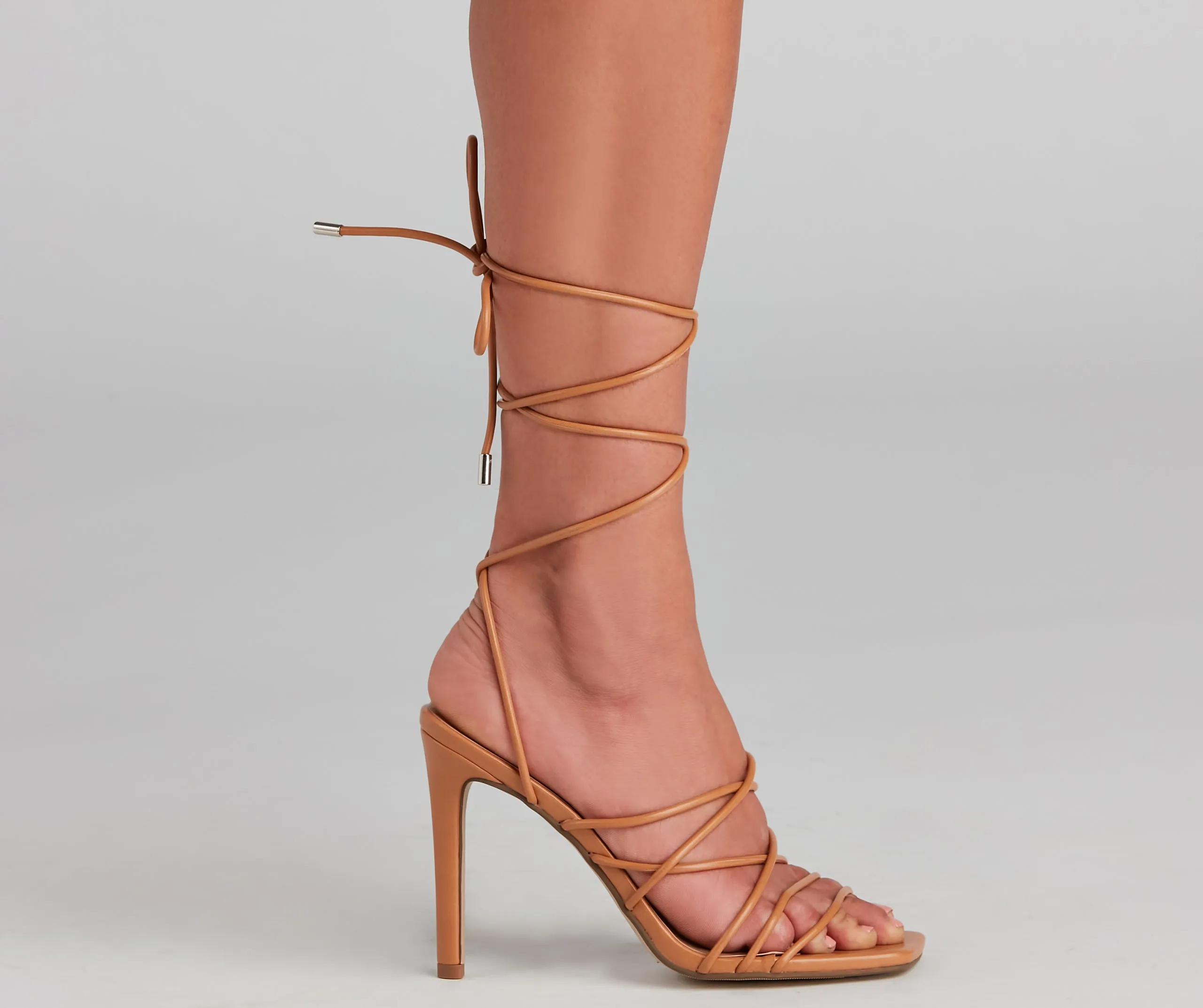 Attitude PU Lace-Up Stiletto Heels