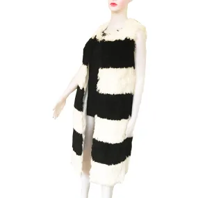 Black & White Long Faux Fur Vest