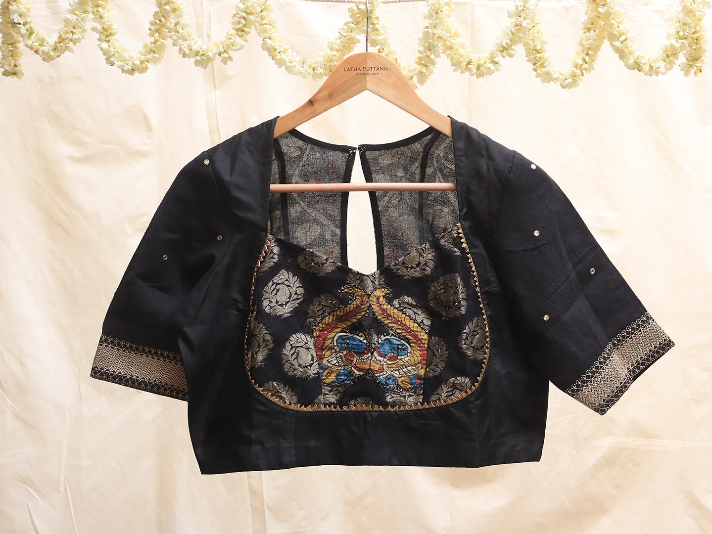 Black, Karnataka silk, Kalamkari blouse