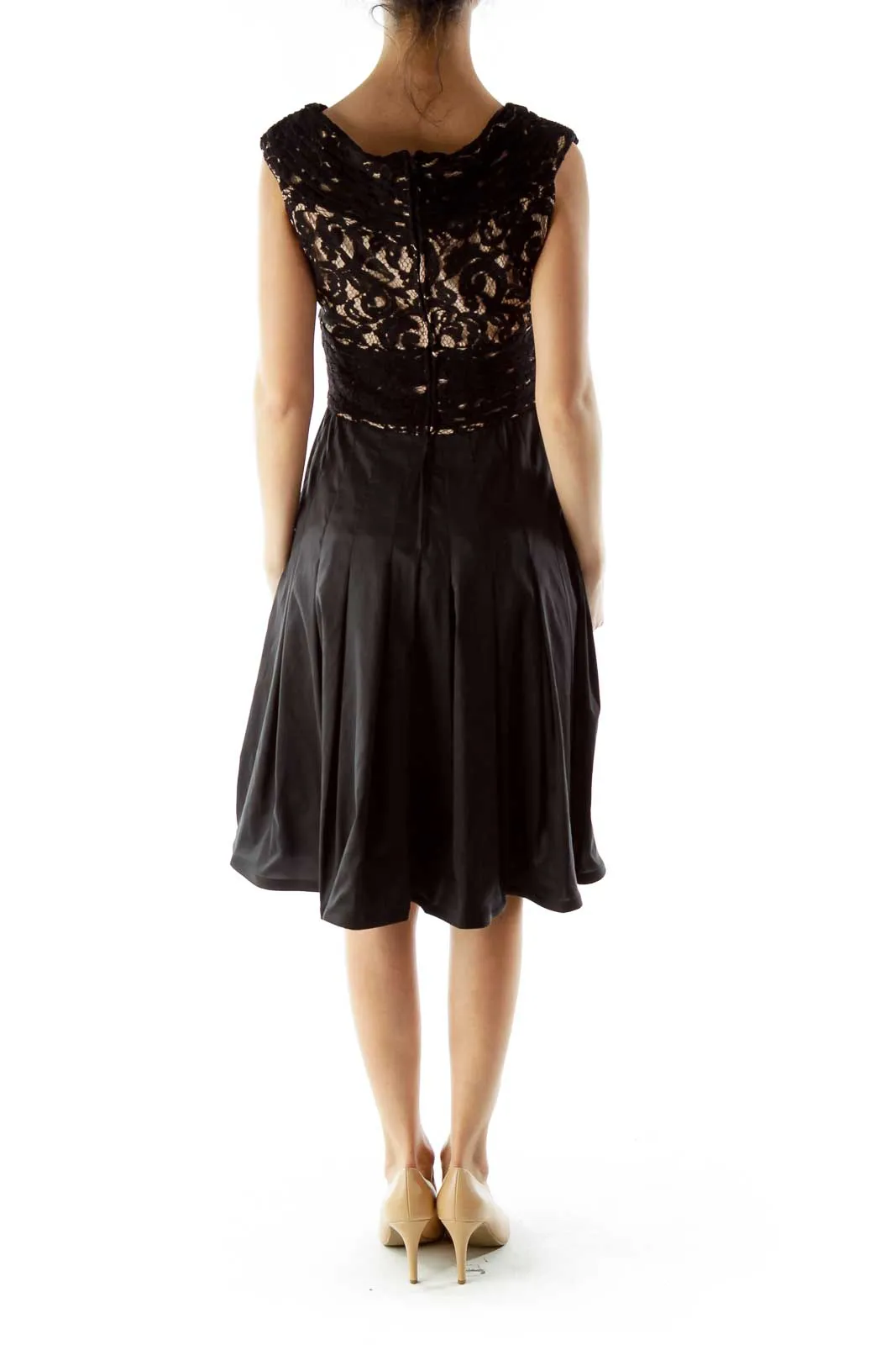 Black Lace Detail Cocktail Dress