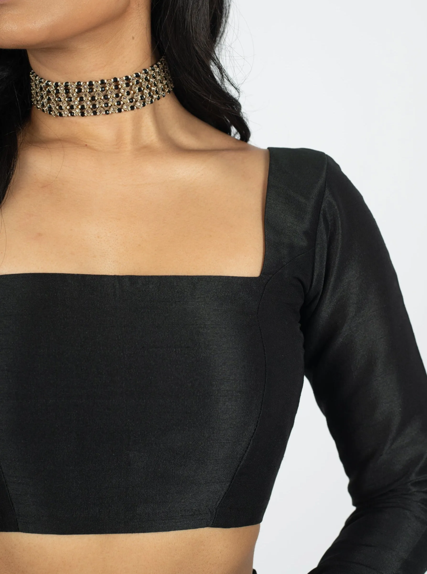 Black Long Sleeve Diya Blouse