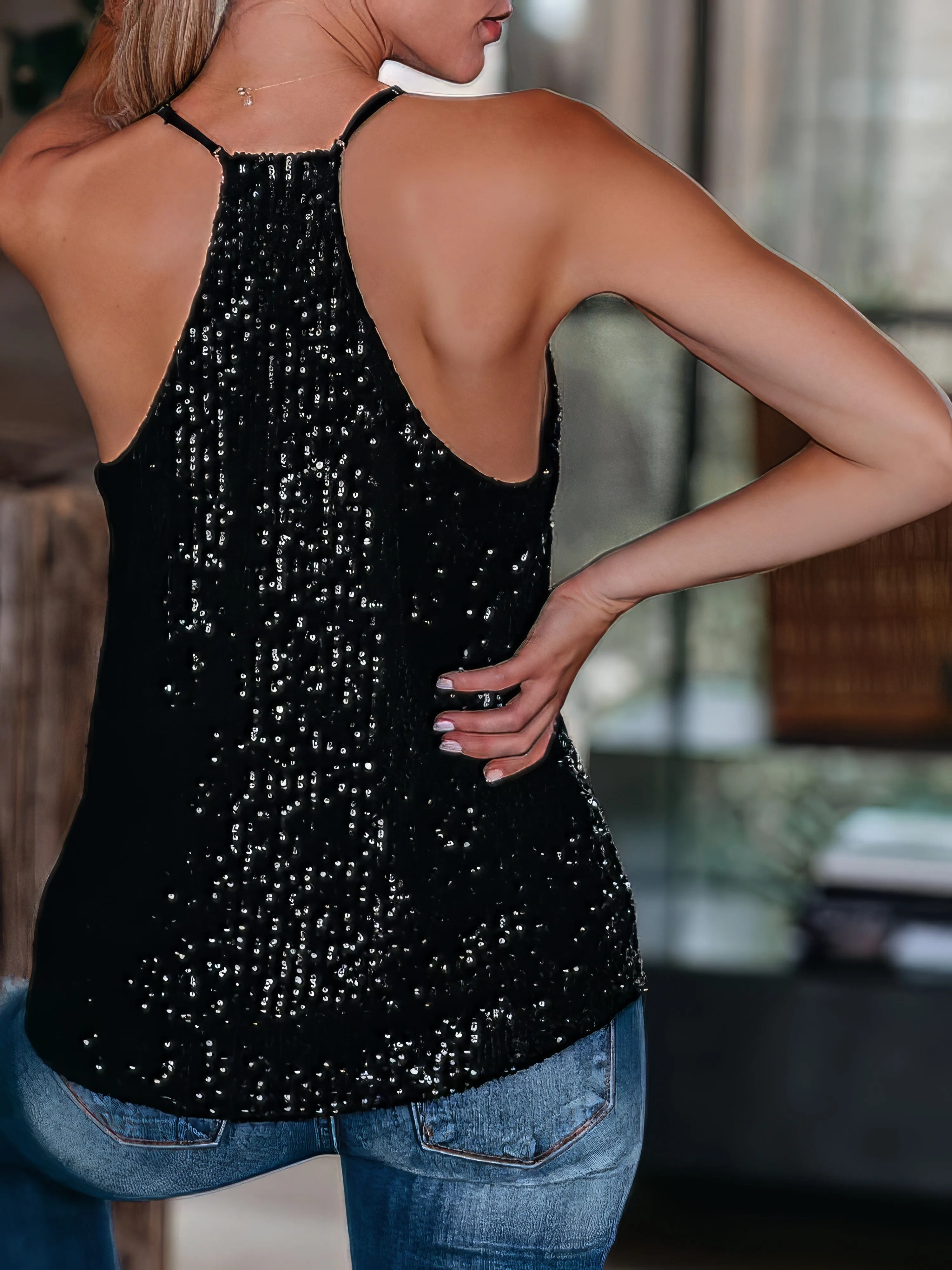 Black Sequin Cami