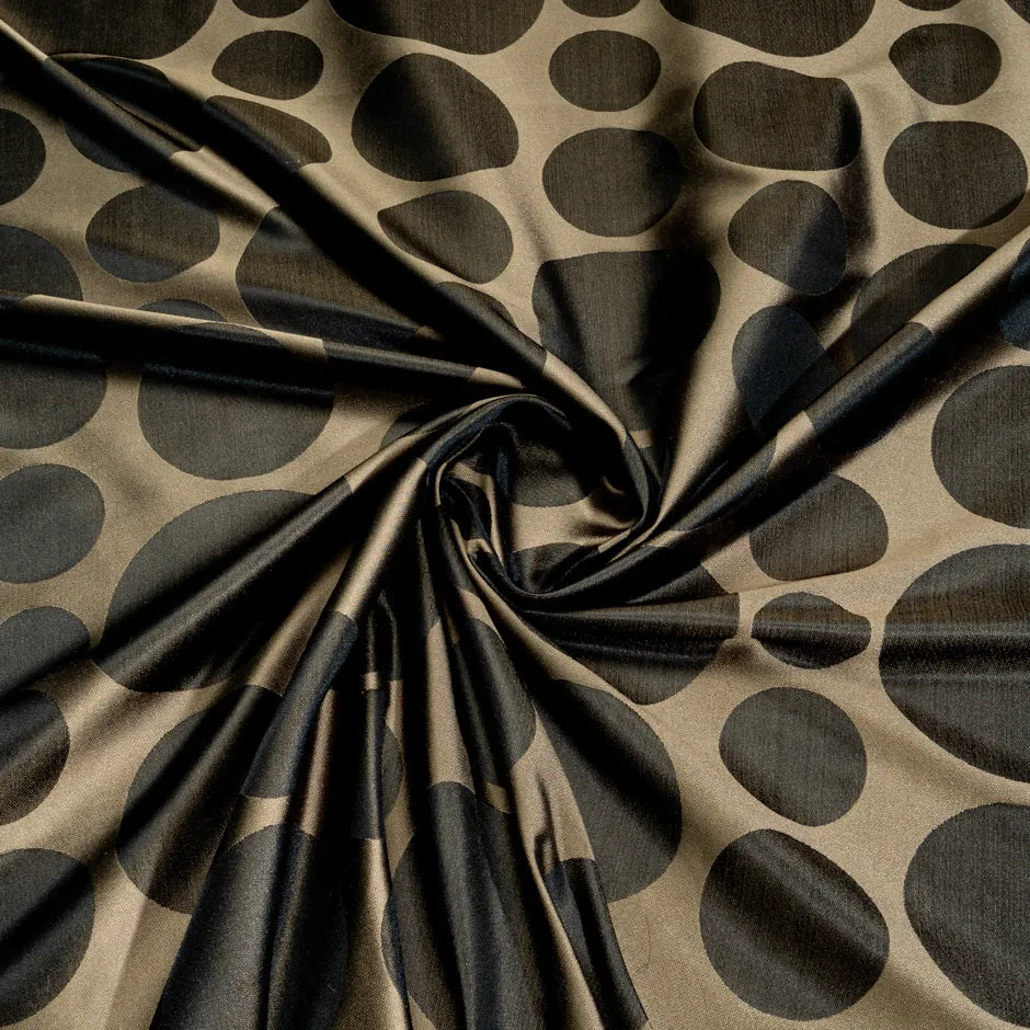 Black Spotted Brown Pure Silk Mikado