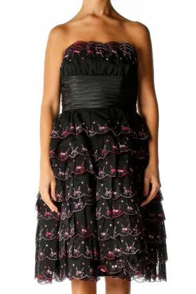 Black Textured Punk Fit & Flare Dress