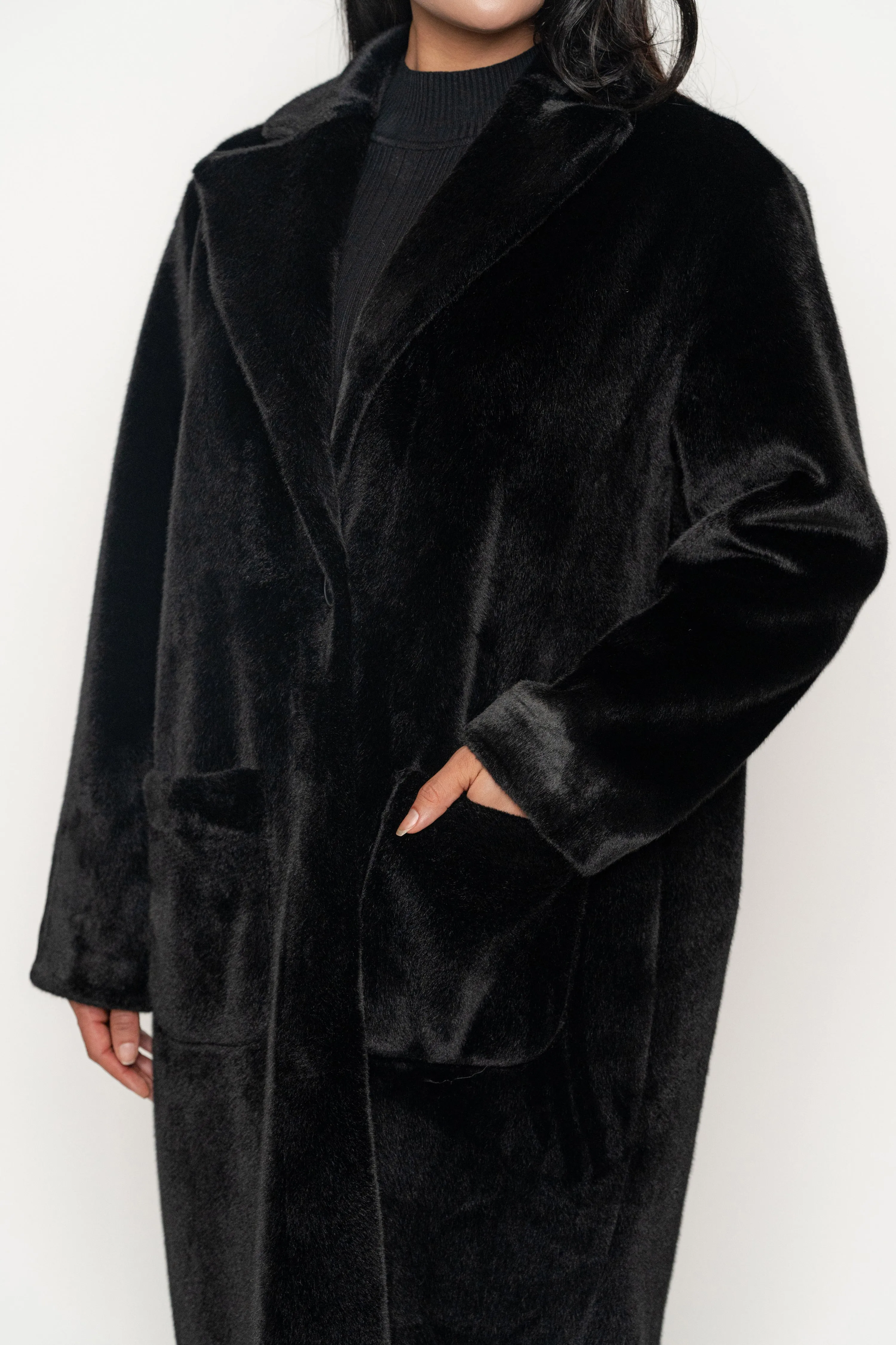 Black Thelma Reversible Suede Coat