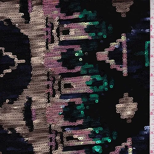 Black/Navy/Rose Southwest Sequin Knit Fabric