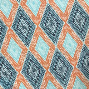 Blue/Orange Geometric Diamonds Chiffon Fabric