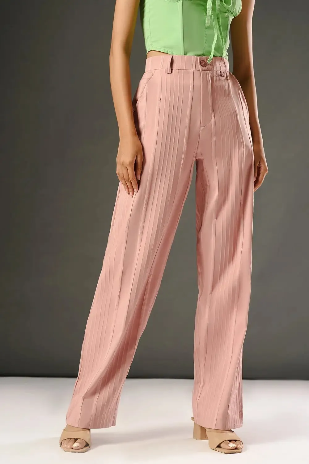 Blush Petal Women's Textured Korean Pants