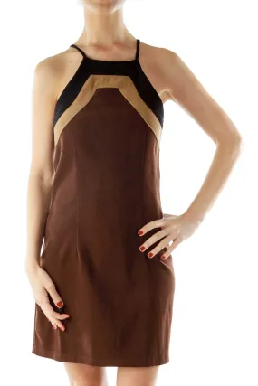 Brown Faux Suede Dress