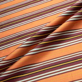 Burgundy, Yellow, Orange Striped Silk Shantung