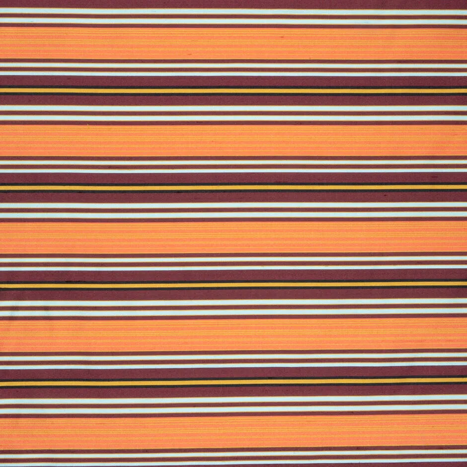 Burgundy, Yellow, Orange Striped Silk Shantung