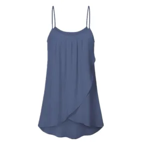 Casual Ladies' O-neck Irregular Sling Cross Chiffon Tank Tops