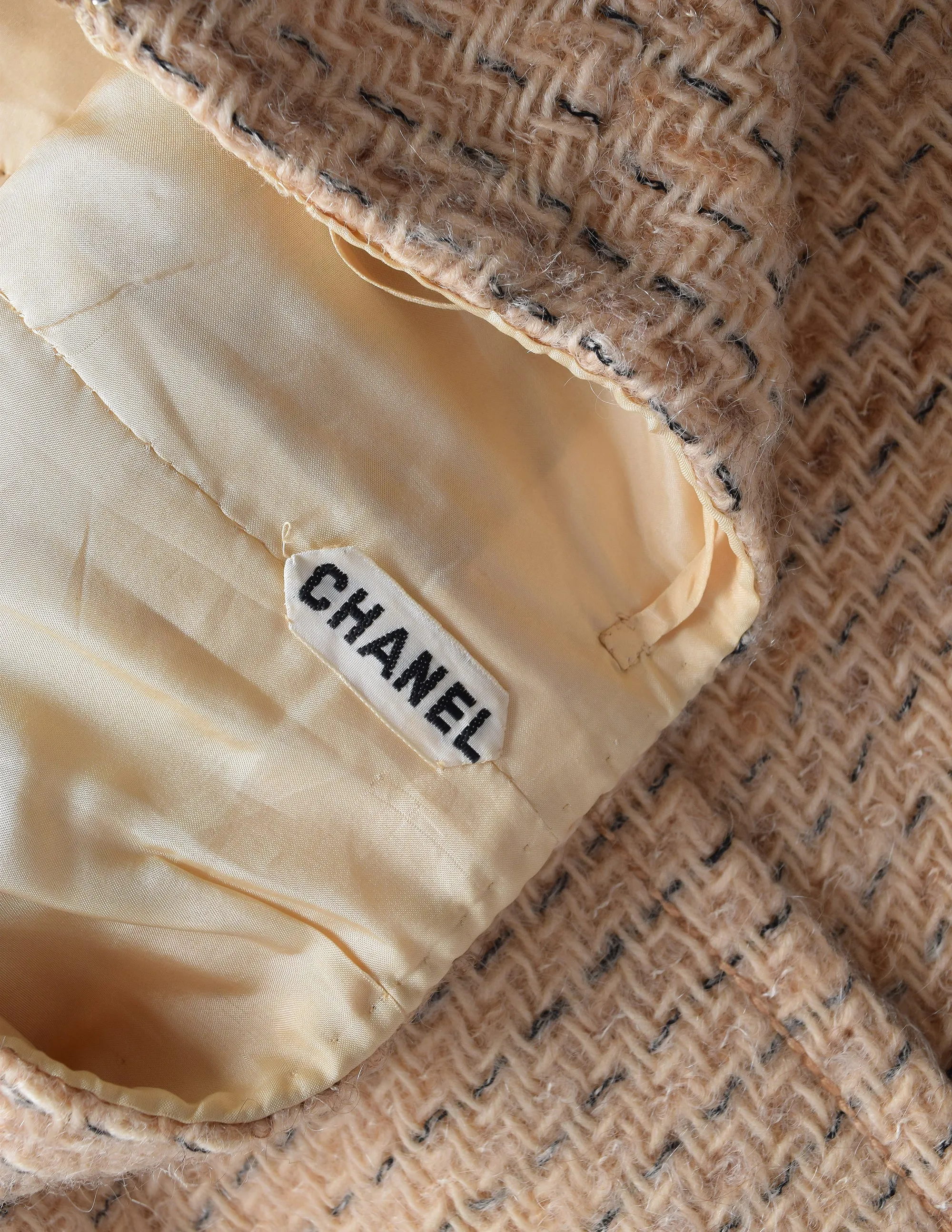 Chanel Vintage 1960s Haute Couture Beige and Peach Wool Suit Skirt