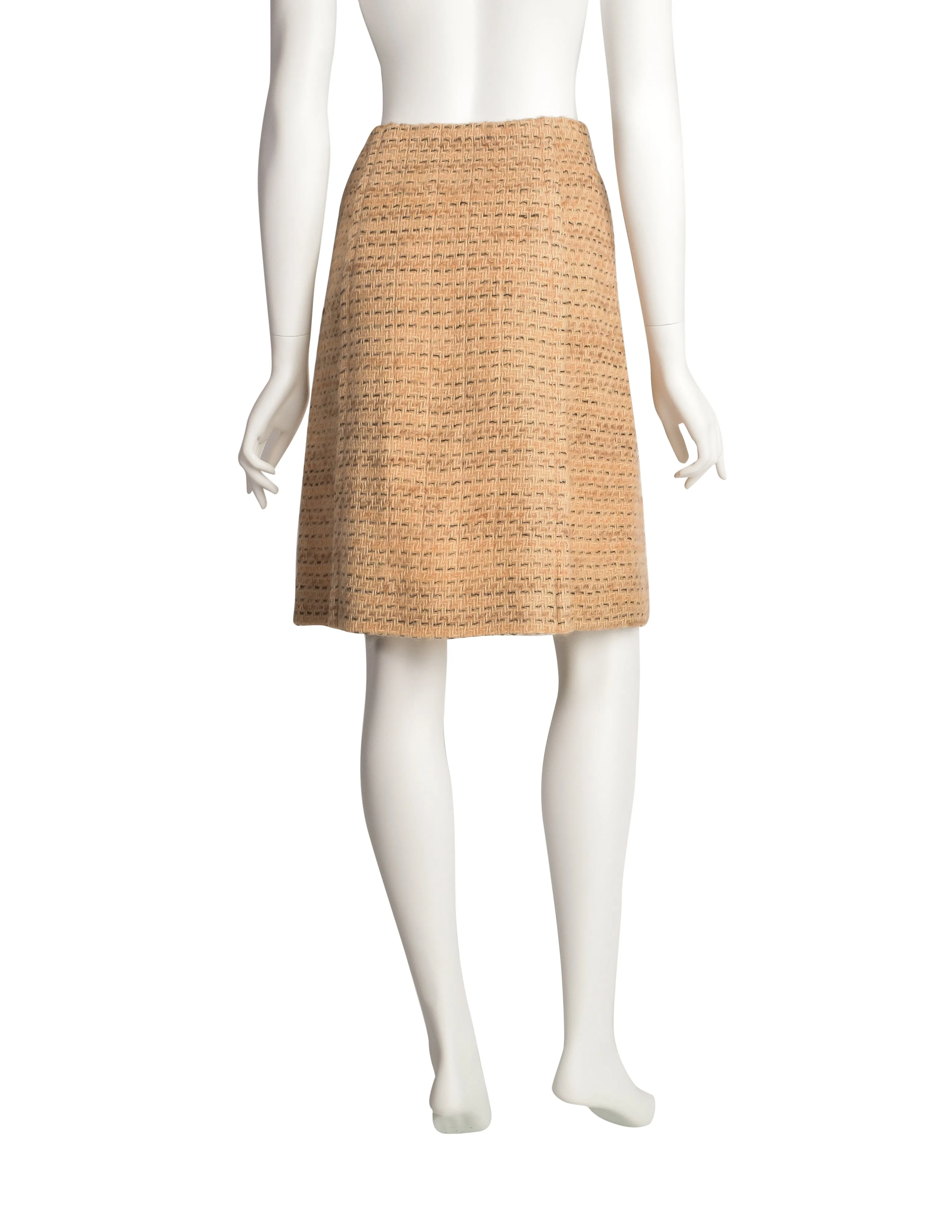 Chanel Vintage 1960s Haute Couture Beige and Peach Wool Suit Skirt