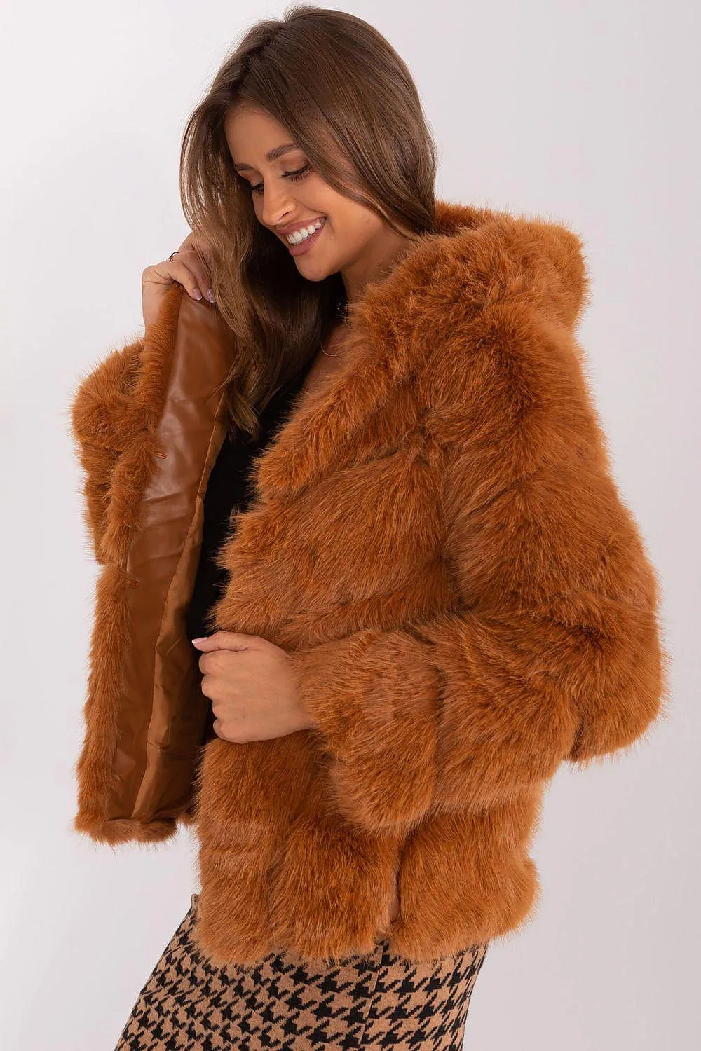 Chic Hooded Faux Fur Jacket