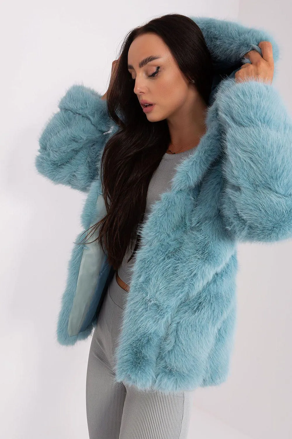 Chic Hooded Faux Fur Jacket