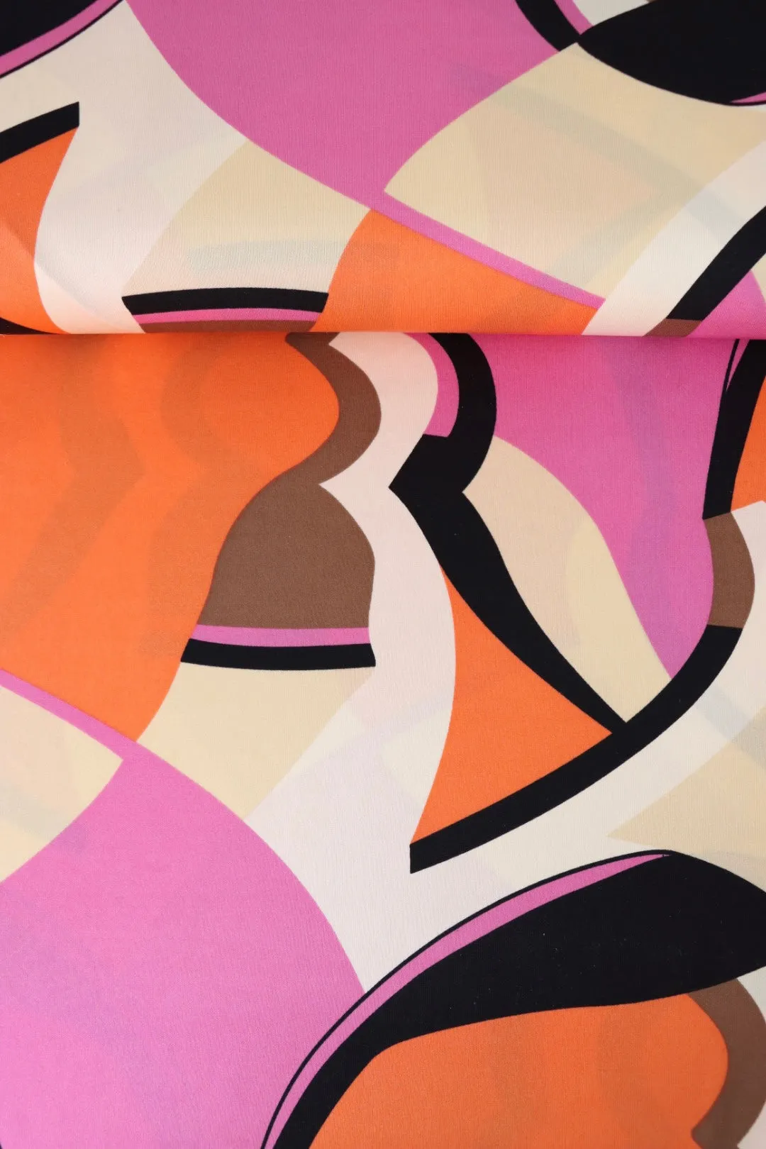 Clementine & Pink Abstract Shapes 100% Silk Jersey