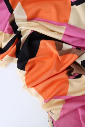 Clementine & Pink Abstract Shapes 100% Silk Jersey