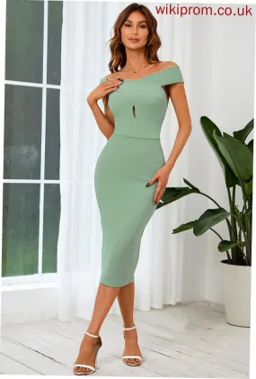 Cotton Dress Cocktail Blends Tea-Length Cocktail Dresses Off-the-Shoulder Janiyah