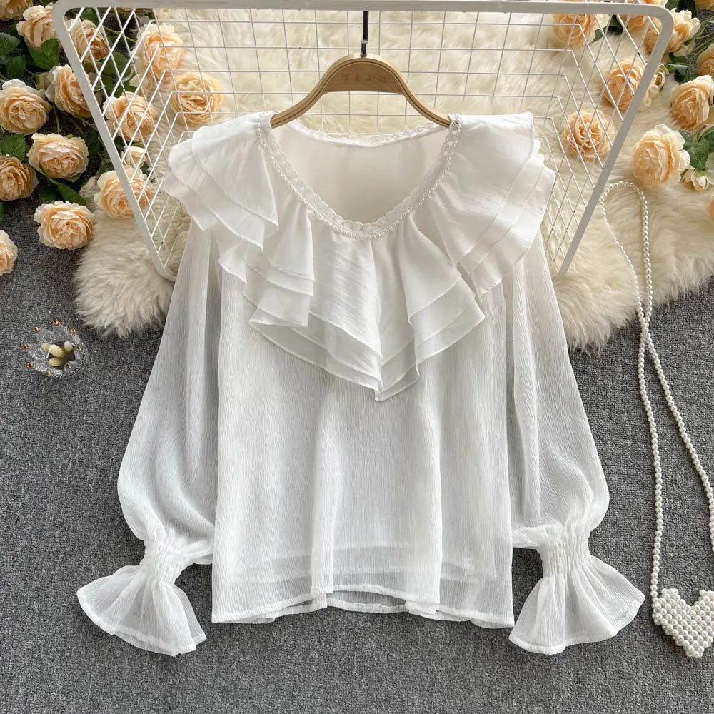 Cute v neck long sleeve tops     S228