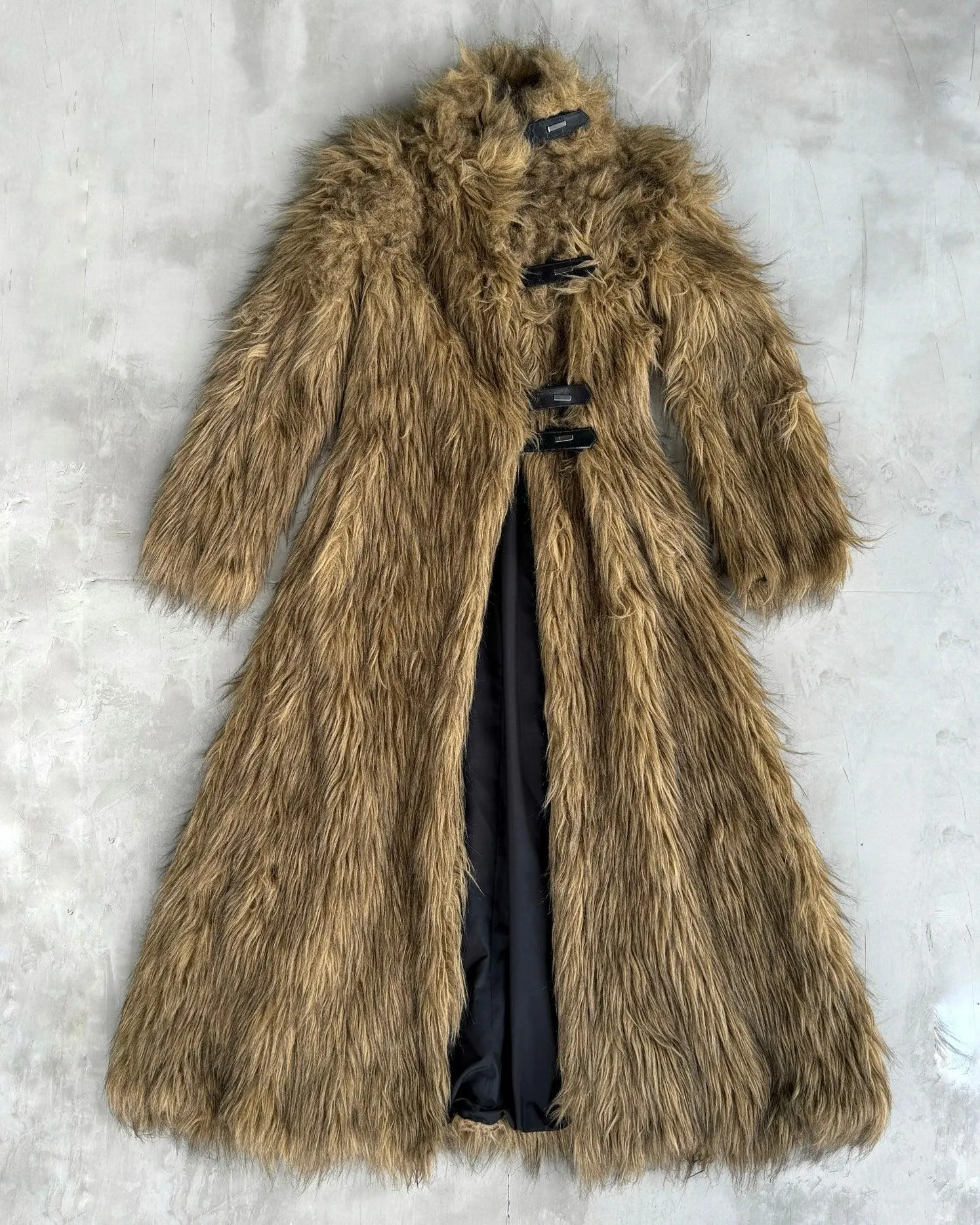 EMPORIO ARMANI 2000'S FAUX FUR FLOOR-LENGTH COAT - S