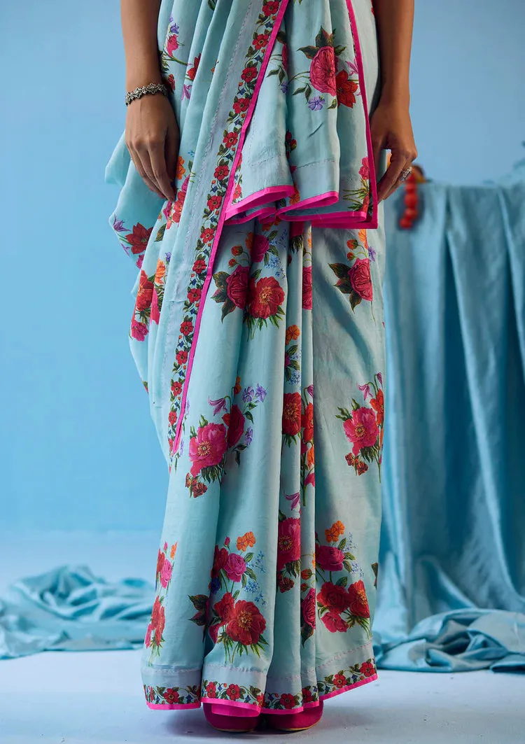 Eternal Love Ice Blue Saree