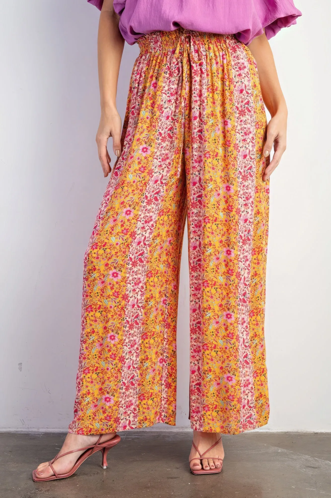 Floral Print Gauze Palazzo Pants