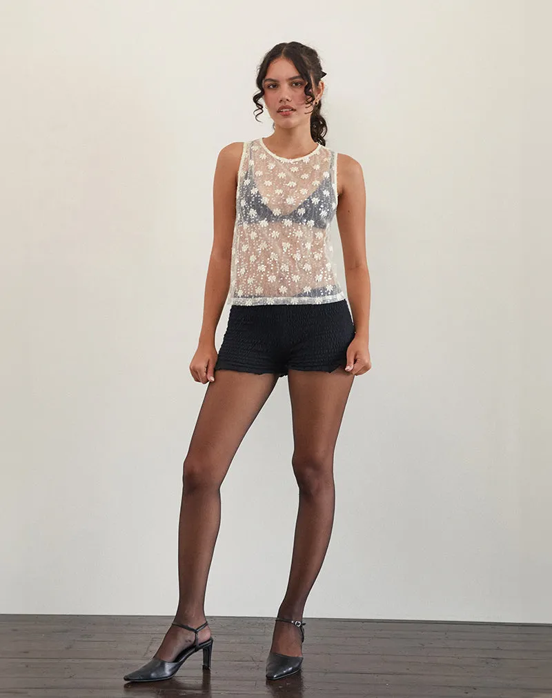 Franka Tank Top in Sequin Lace Ivory