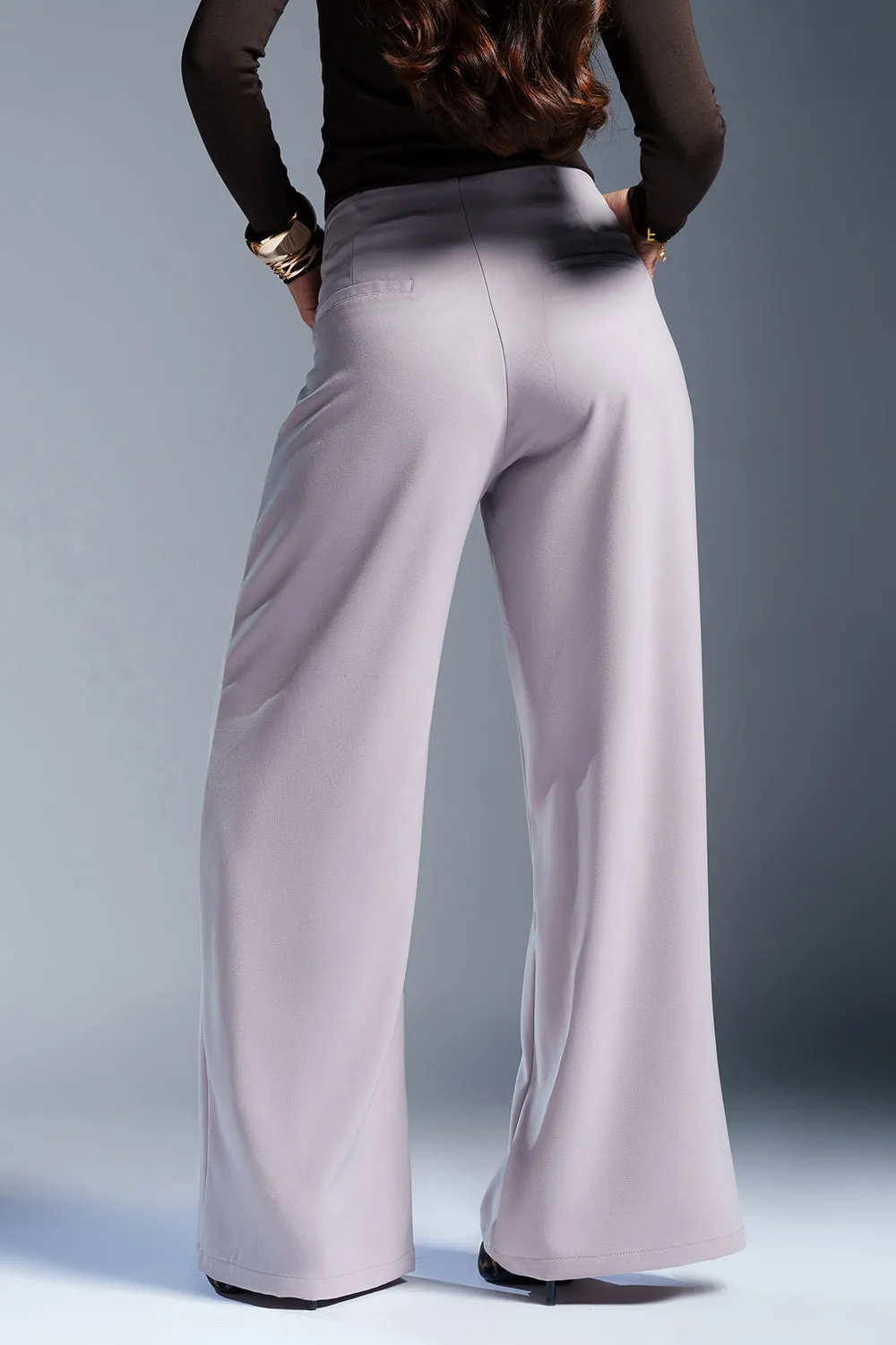 Gentle Grey Stylised Waist Korean Pants