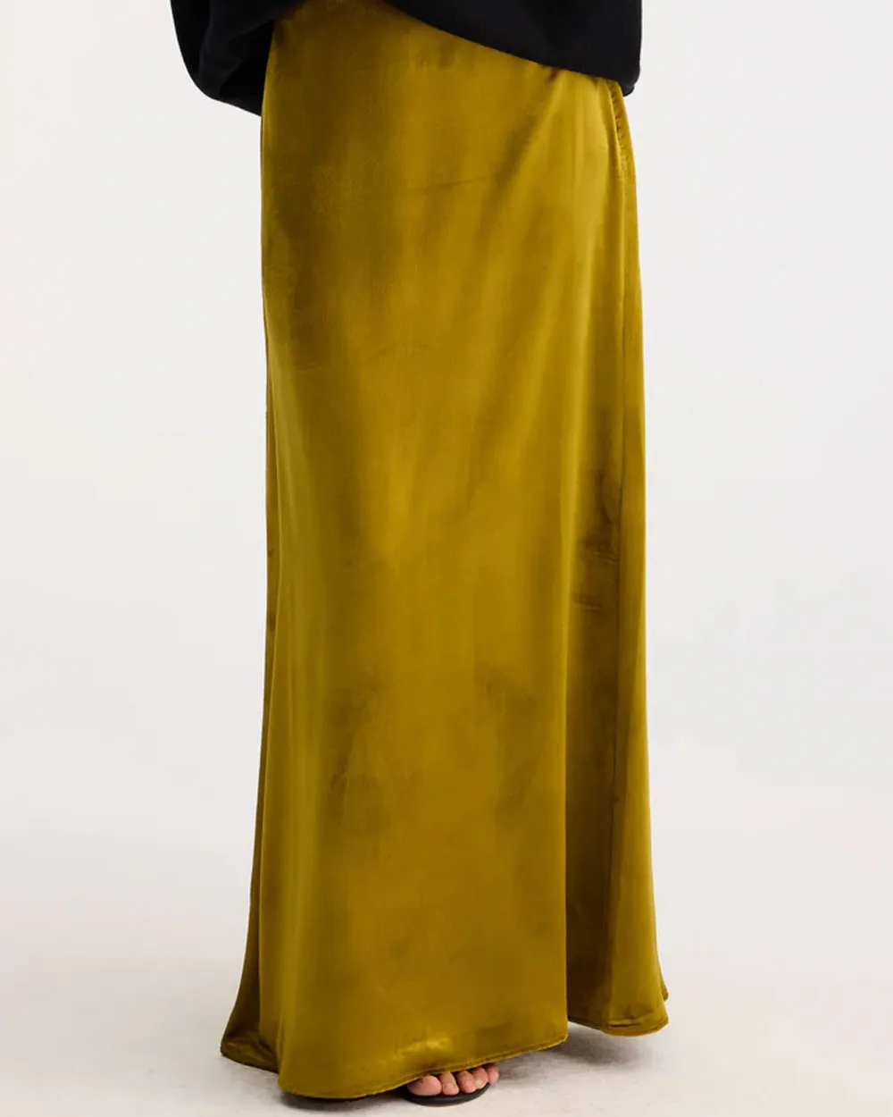 Gold Silk Blend Long Skirt