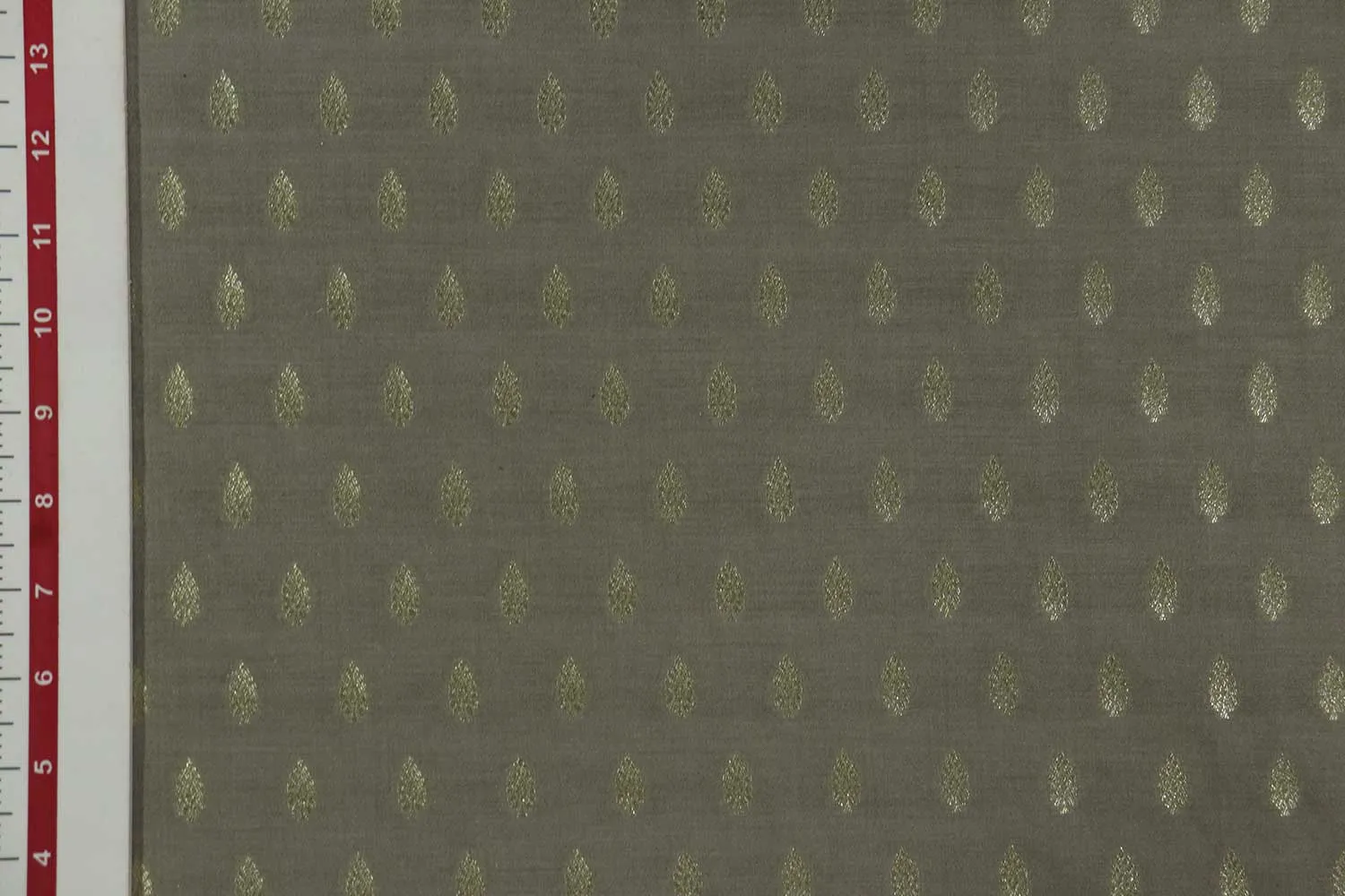 Gray & Golden Motifs Cotton Silk Zari Buta Jacquard Fabric