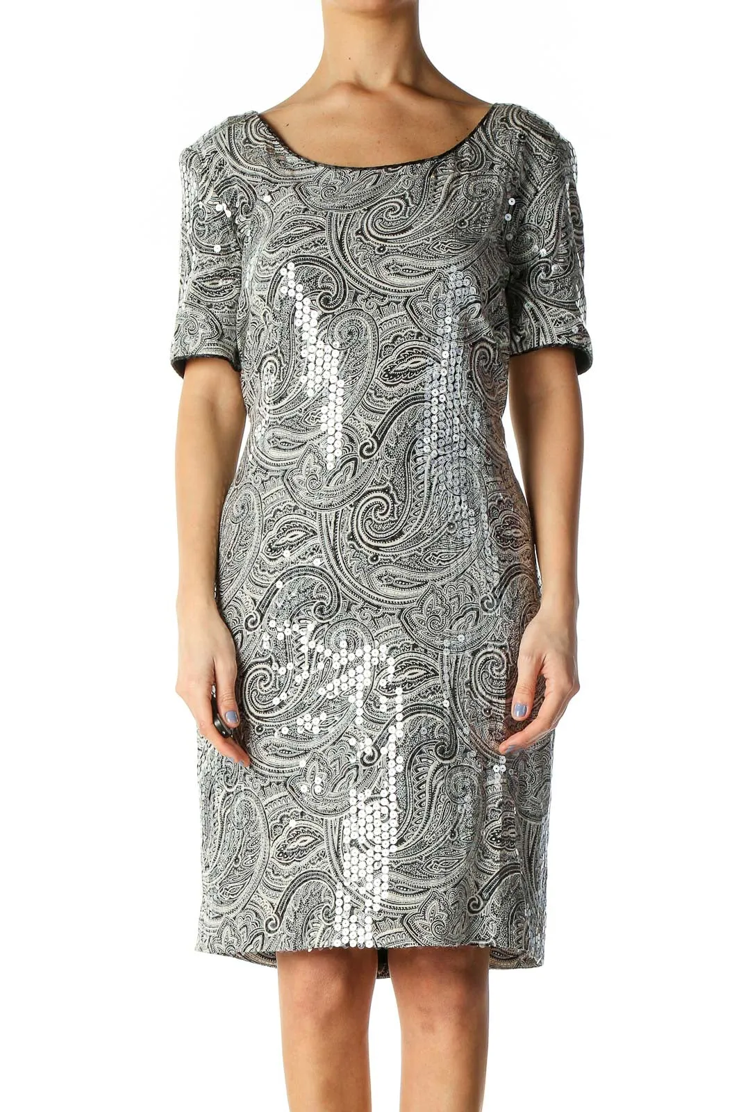 Gray Holiday A-Line Dress