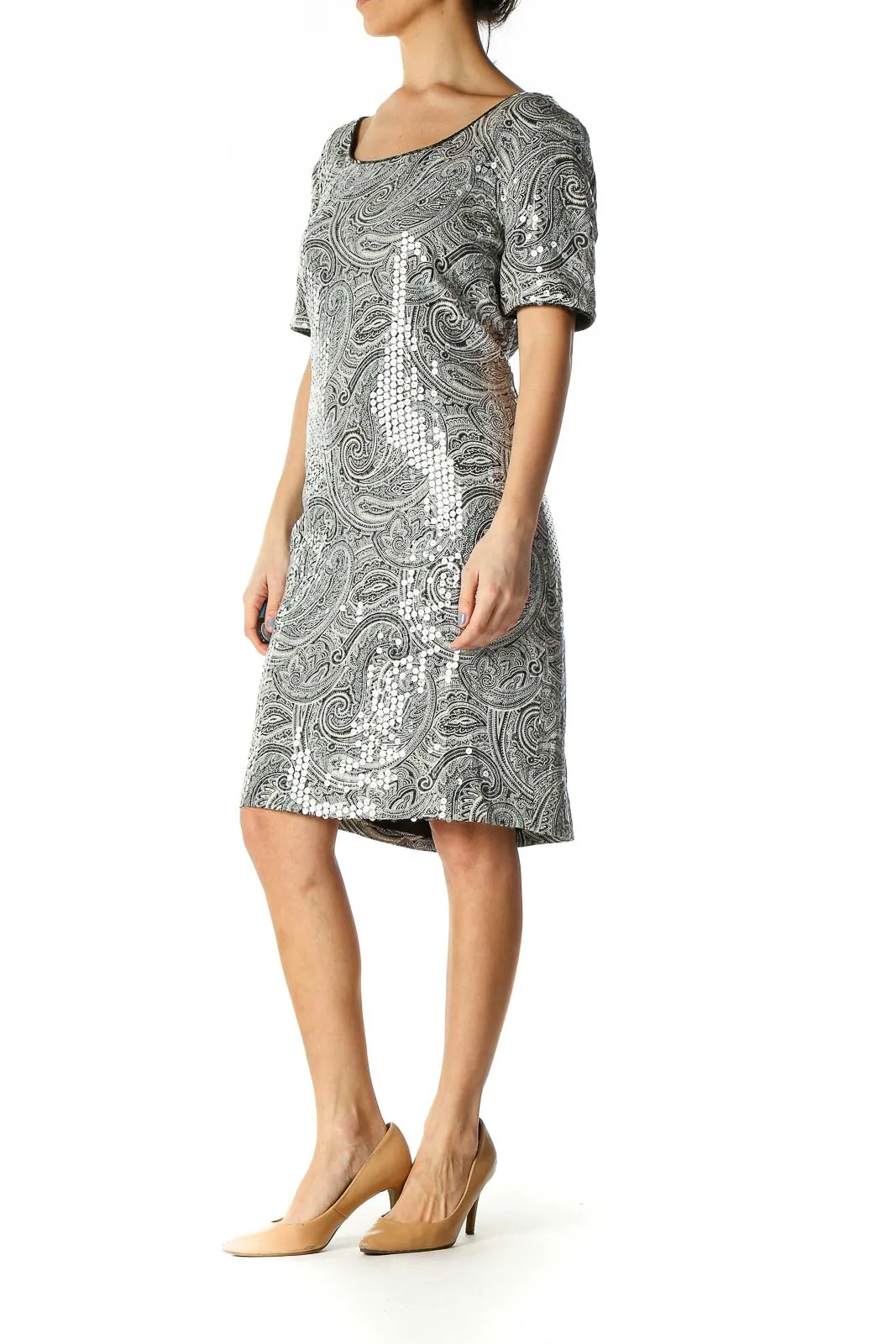 Gray Holiday A-Line Dress