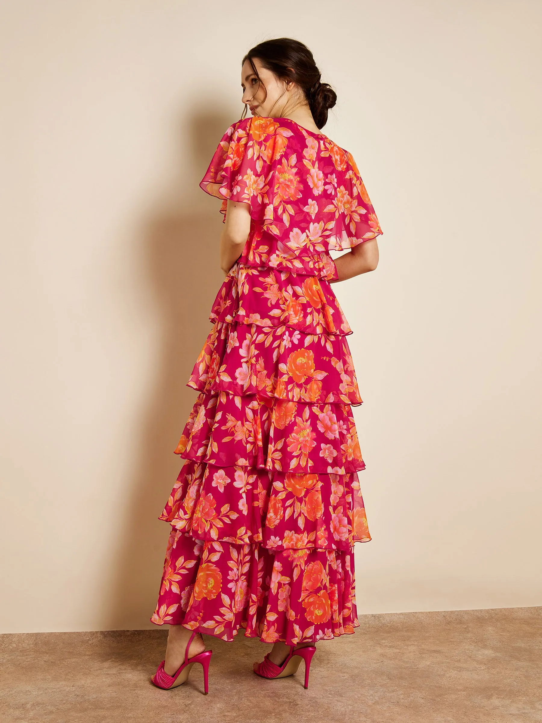 GWD Tropic Ruffle Tiered Floral Print Maxi Dress