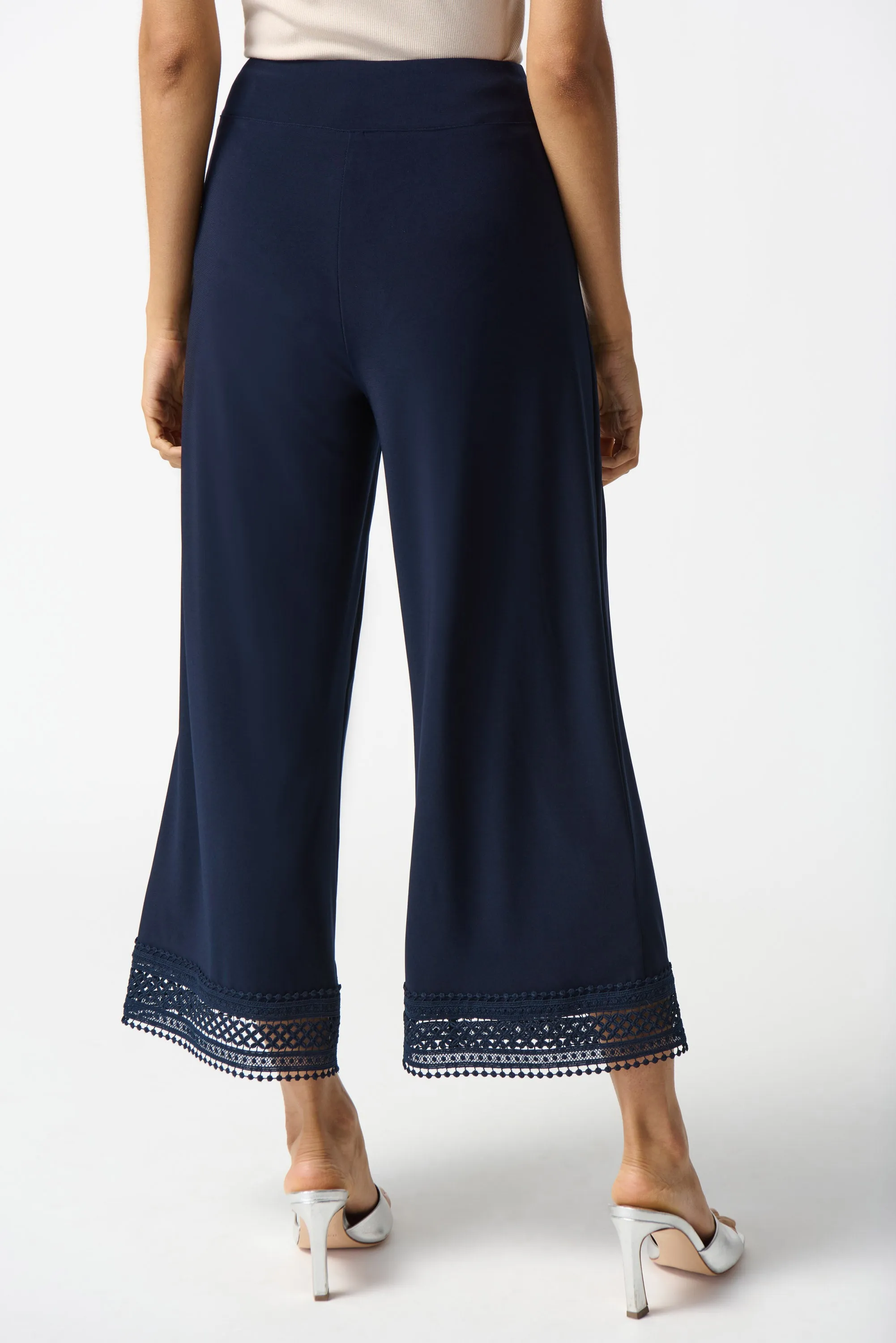 Joseph Ribkoff Crochet Detail Cullotte Pant 242134 - Midnight Blue