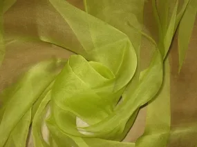 Light Lime Green SILK ORGANZA FABRIC 44&quot; WIDE