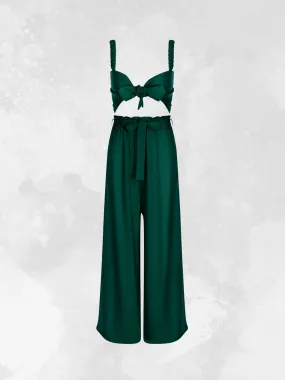 Linen Palazzo Pants - Emerald