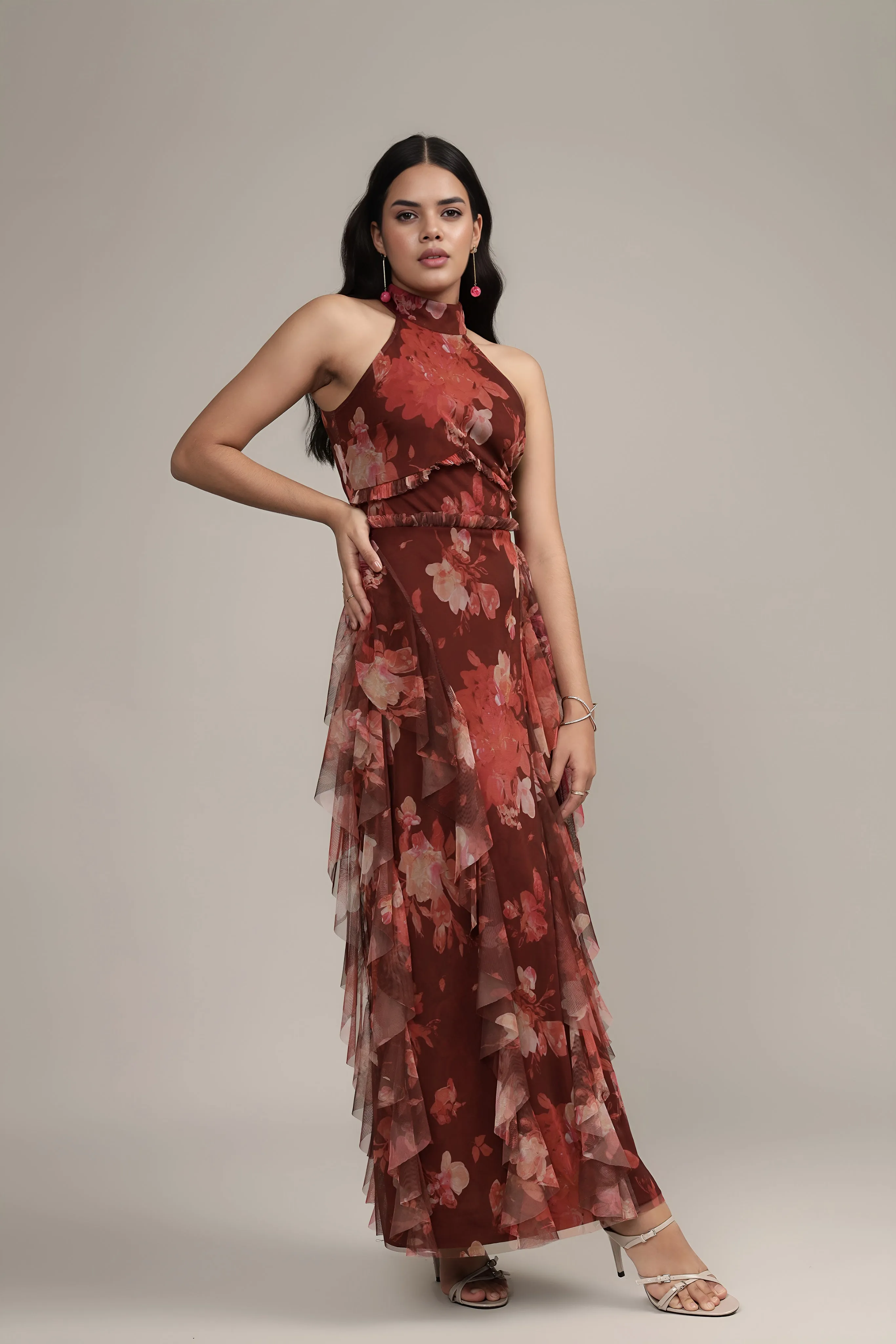 Marilyn Maxi in Deep Red Floral