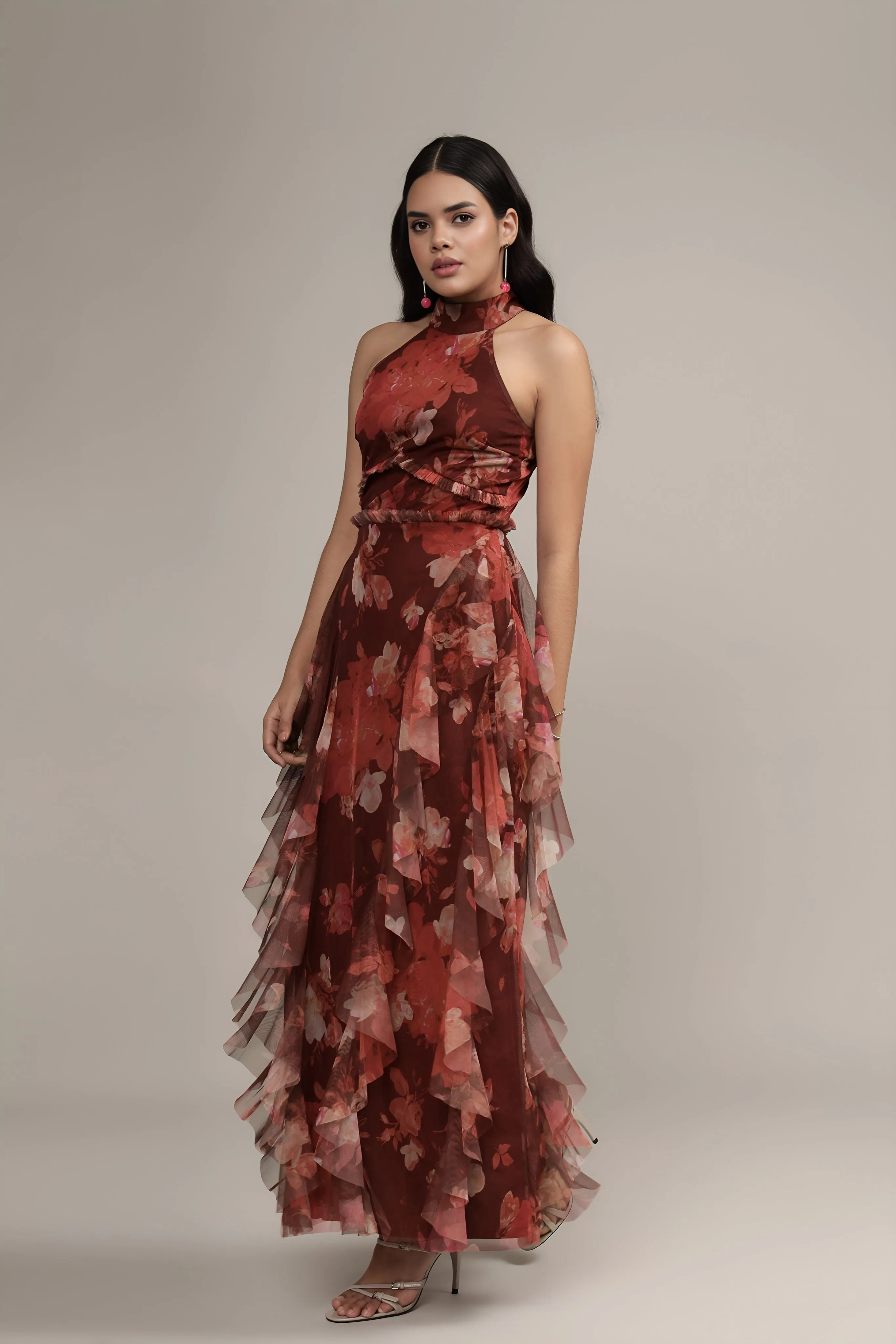 Marilyn Maxi in Deep Red Floral