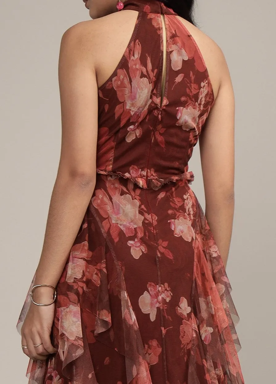 Marilyn Maxi in Deep Red Floral