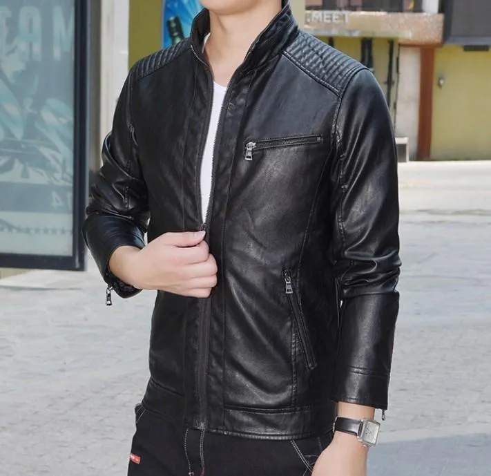 Mens Vegan Leather Black Biker Jacket